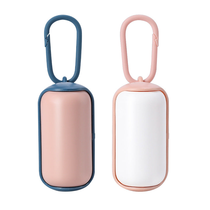 Portable pet waste bag holder for cats and dogs by RenFan, featuring a compact dispenser for easy on-the-go cleanup.