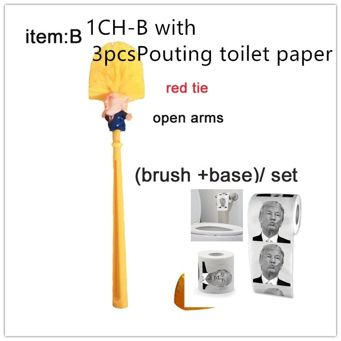 Funny Donald Trump toilet brush from RenFan, bathroom cleaning tool with humorous design, ideal for bathroom decor and hygiene.