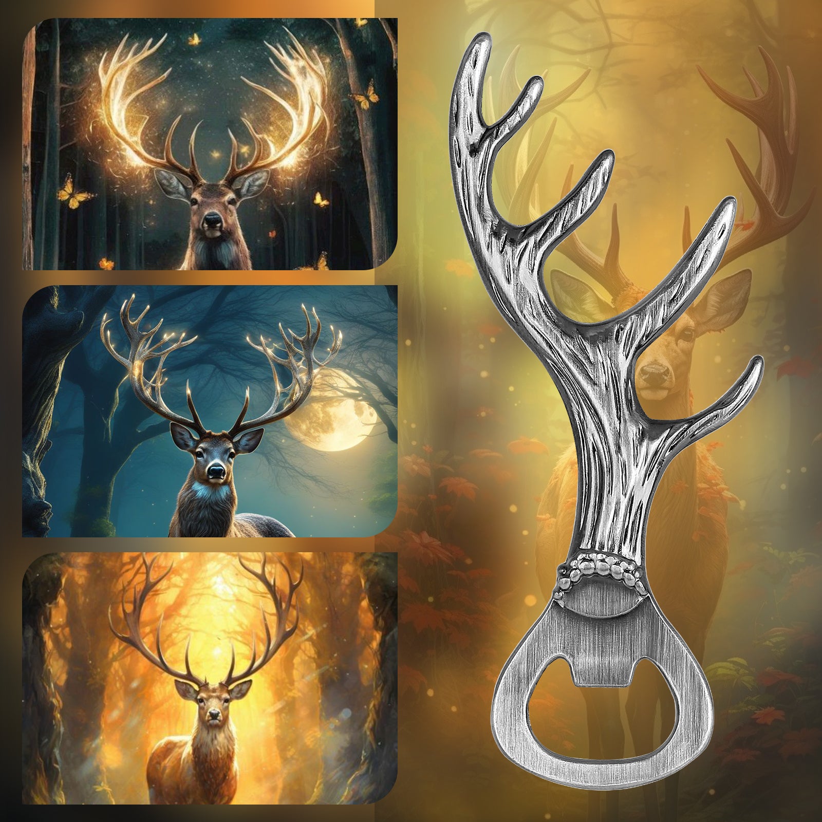Aiqi deer antler bottle opener, a small kitchen tool for opening beer, wine, and juice bottles, ideal for parties and gatherings.