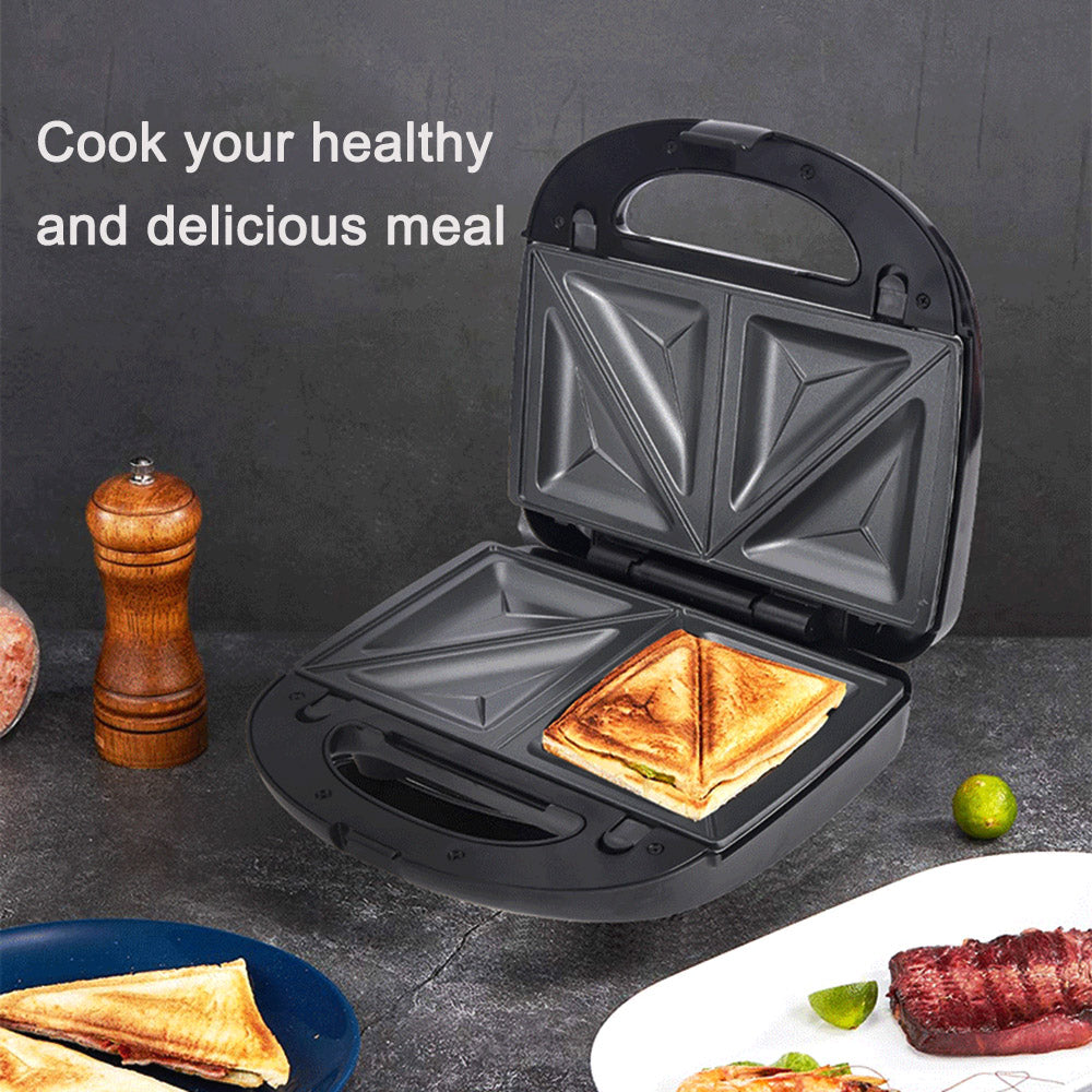 Aiqi 6-in-1 waffle maker and sandwich grill with EU plug, compact kitchen appliance for breakfast, doughnuts, and cakes.