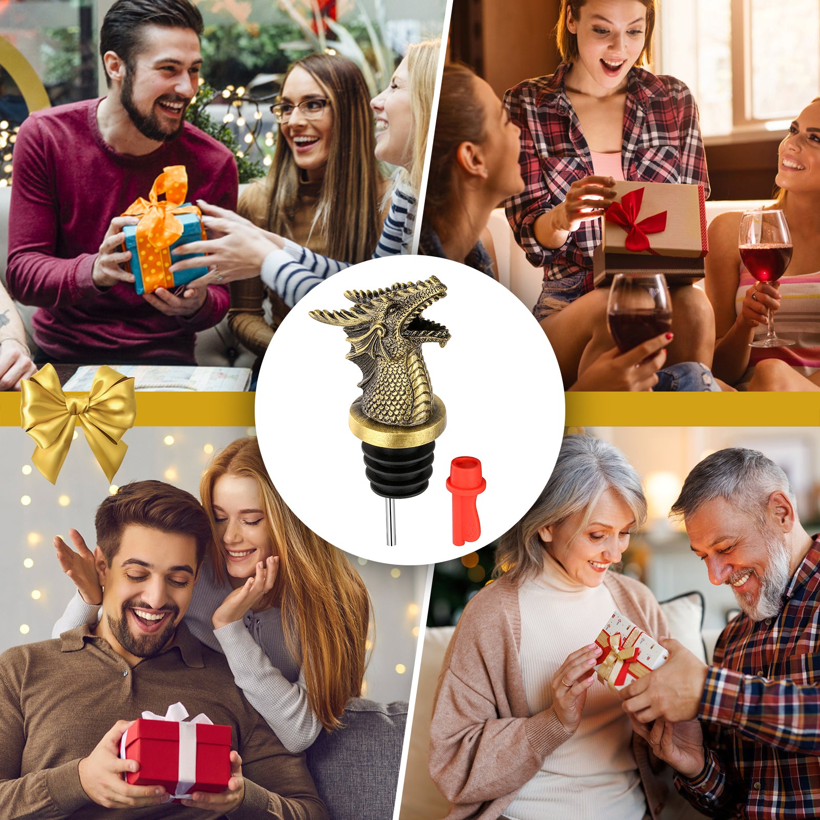 Aiqi dual function faucet dispenser and wine stopper for cocktails and whiskey bottles, kitchen accessory with a modern design.