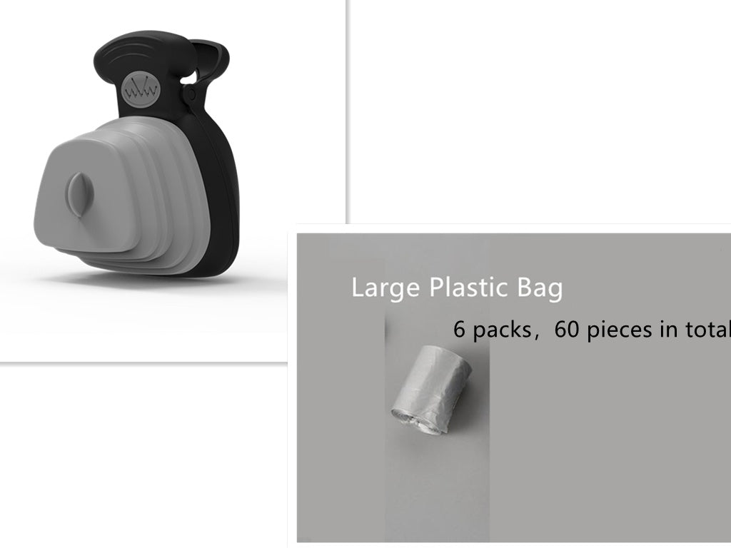 RenFan foldable pet dog poop bag dispenser with travel poop spoon, compact and portable pet waste cleanup accessory.