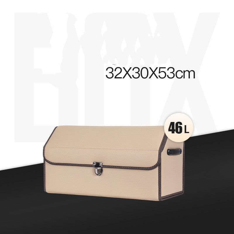 Foldable RenFan trunk storage box for cars, showing its compact, foldable design in a vehicle trunk for organized storage.