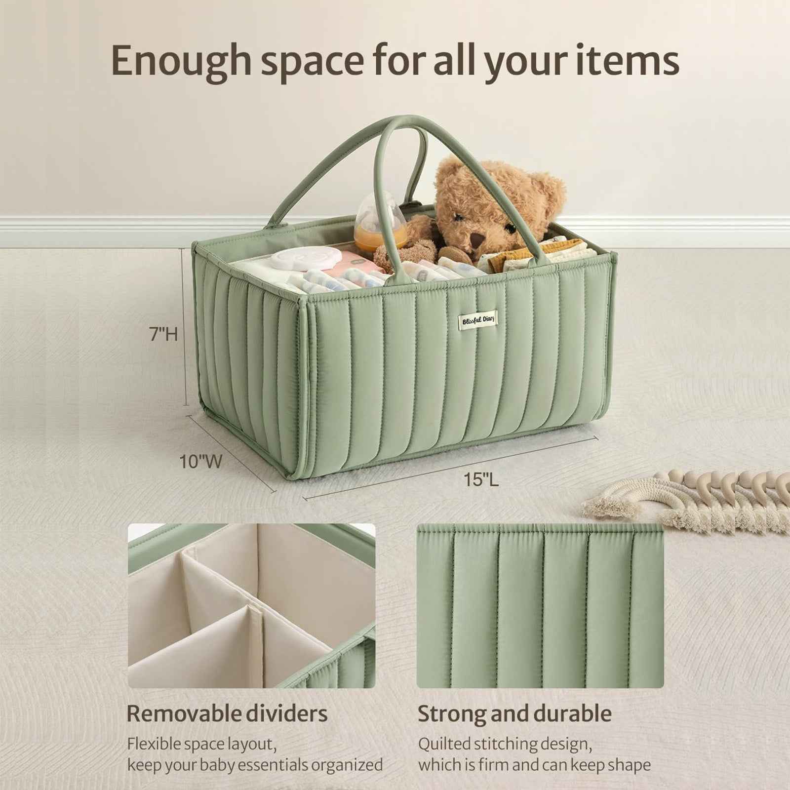 Baby Diaper Caddy Organizer, Stylish Storage Basket For Newborn Essentials And Diaper Station, Gift For Baby Shower And Registry Must-Have