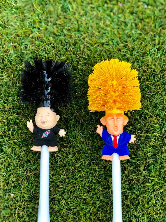 Funny Donald Trump toilet brush from RenFan, bathroom cleaning tool with a humorous design, featuring a realistic Donald Trump figure.