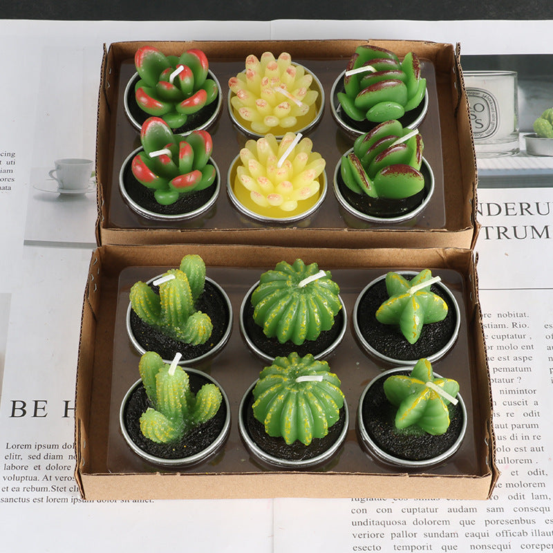 RenFan simulated succulent candle for aromatherapy, featuring realistic plant design and soothing香薰 scent in a decorative container.