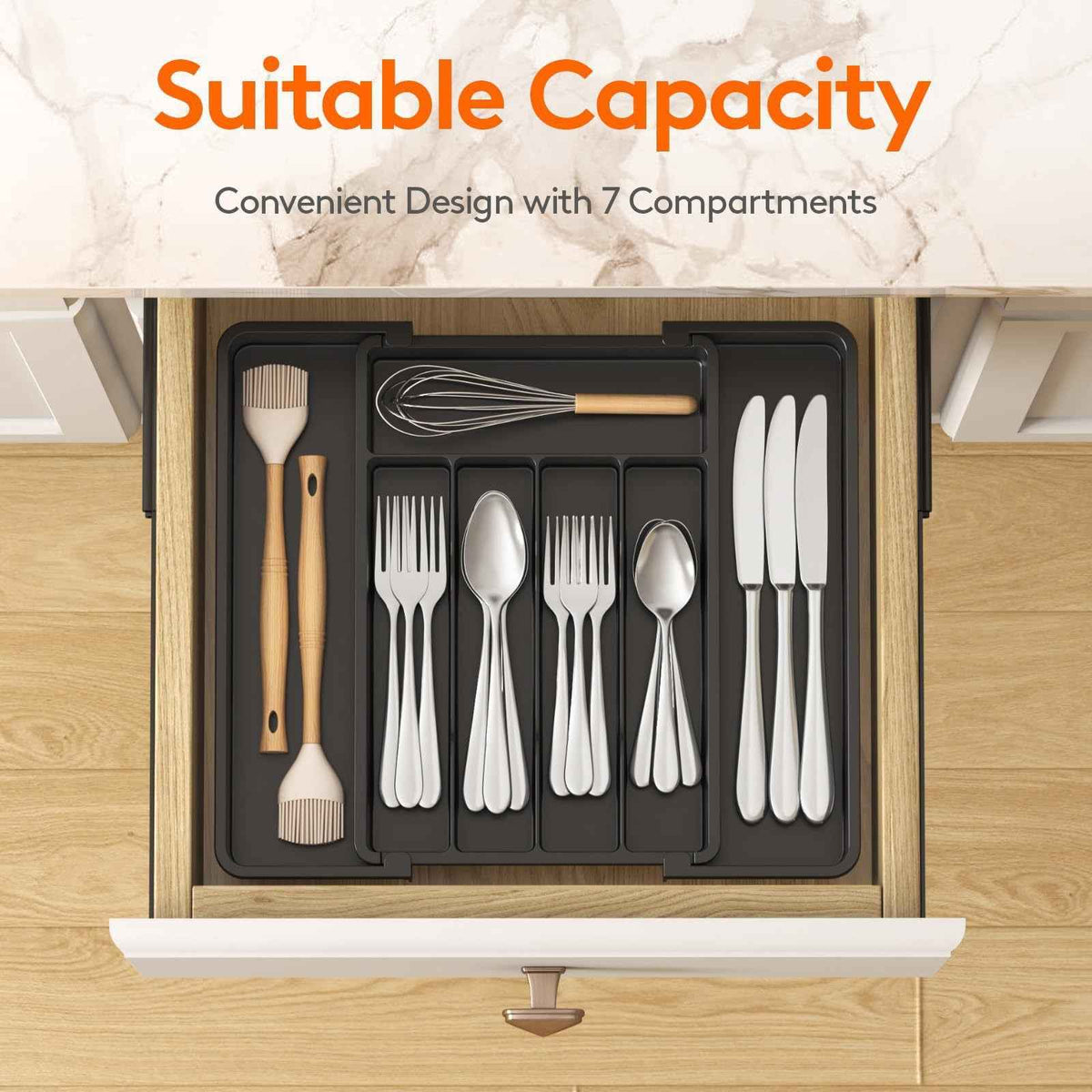 Expandable Kitchen Drawer Organizer for Utensils