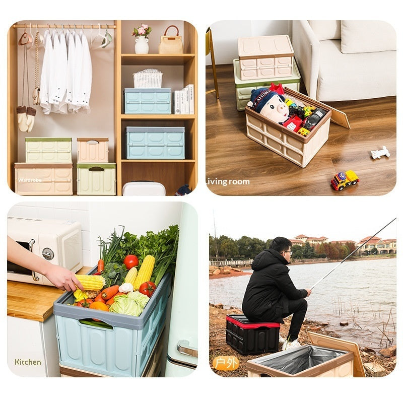Foldable trunk storage box designed to keep car cargo organized and easy to access.