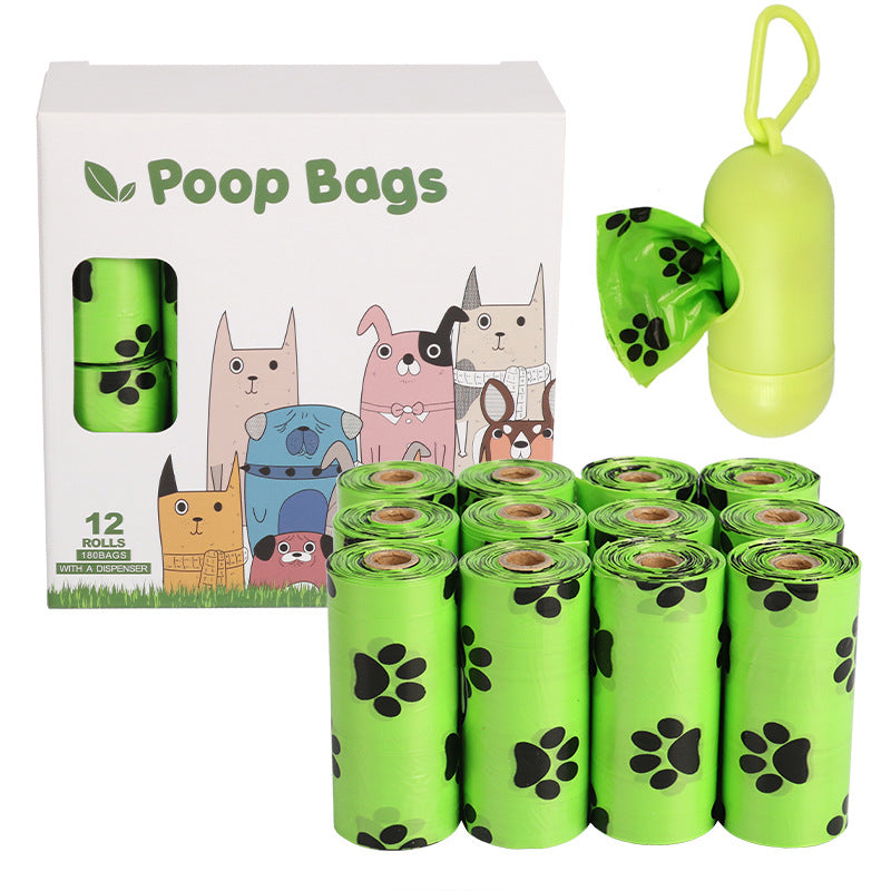 Jingqian pet supplies dog poop bag for cleaning up after pets, shown in a pack of biodegradable waste disposal bags.