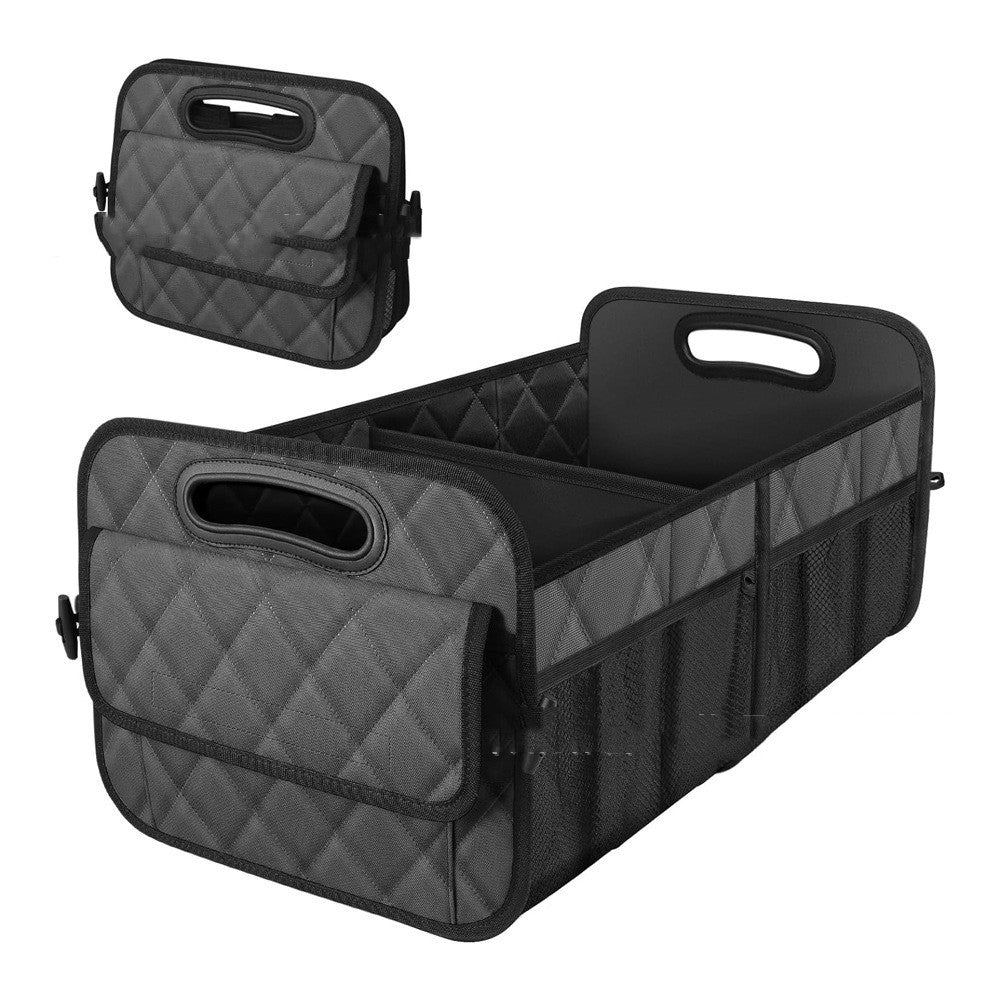 Jingqian trunk car storage tail box, 家用收纳箱, in black with multiple compartments for organized vehicle storage