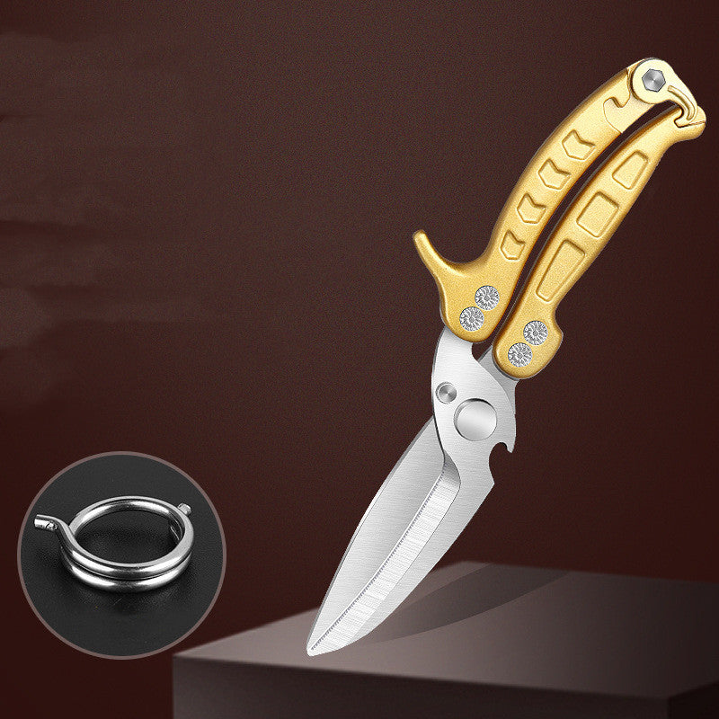 Aiqi stainless steel SK5 multifunctional kitchen scissors with sharp blades and ergonomic handles for home kitchen use.