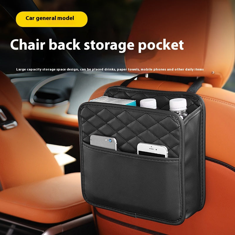 Aiqi car seat back storage bag hanging on vehicle seat, multifunctional car trash and storage organizer for backseat convenience