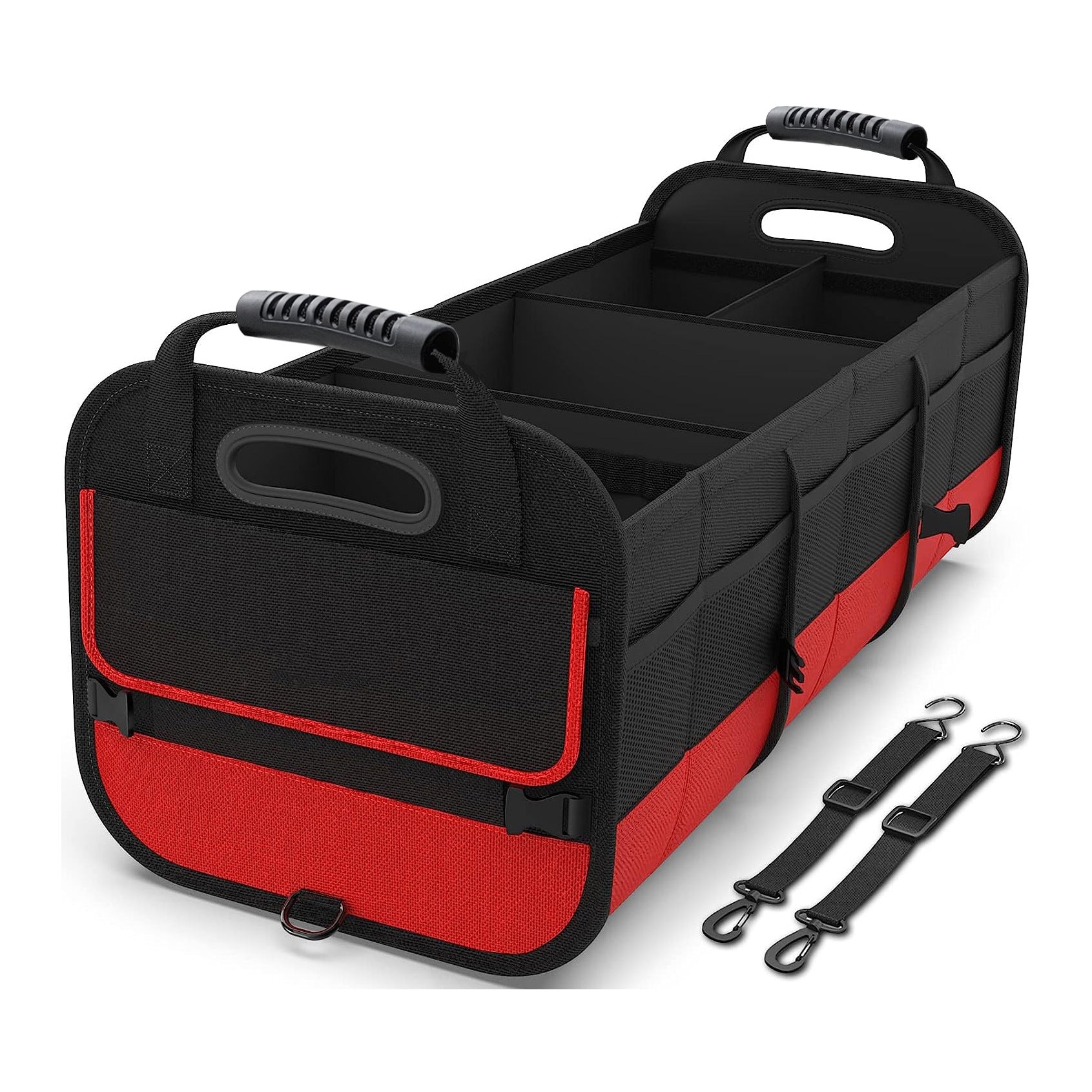 Large capacity Aiqi car trunk storage box with multiple compartments for organized vehicle storage.