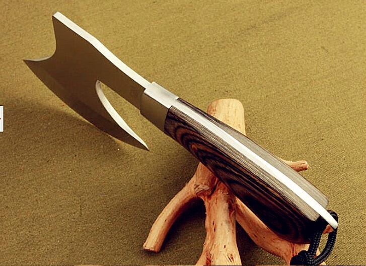 RenFan stainless steel chopping axe for meat and bones, kitchen tool with a sturdy handle, ideal for heavy-duty butchering tasks.