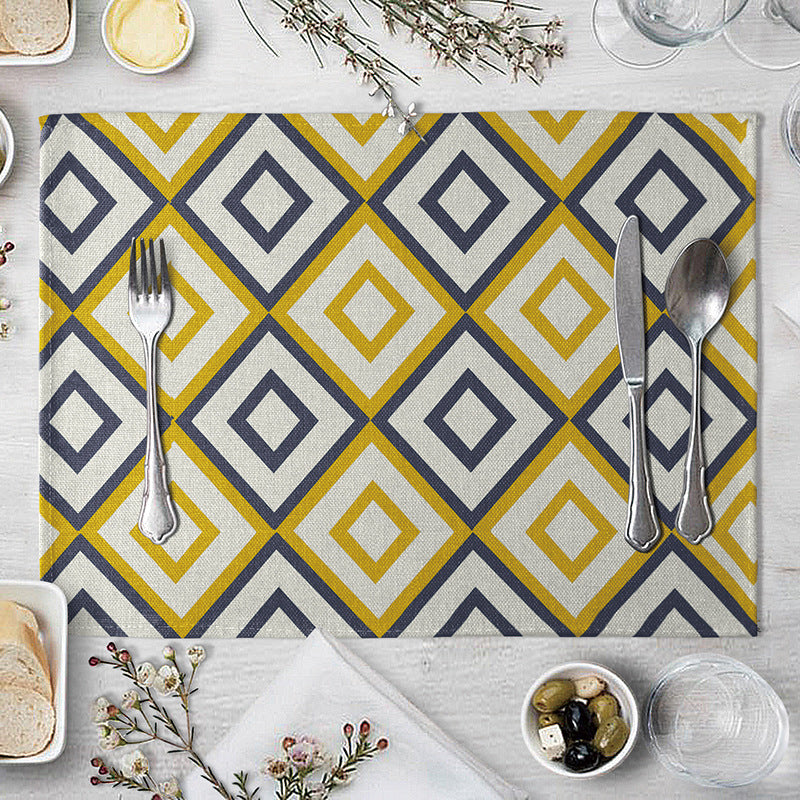 Aiqi geometric pattern dining table placemat for kitchen use, featuring modern design and durable material.