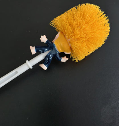RenFan funny Donald Trump toilet brush in bathroom setting, featuring a humorous design for cleaning and bathroom decor.
