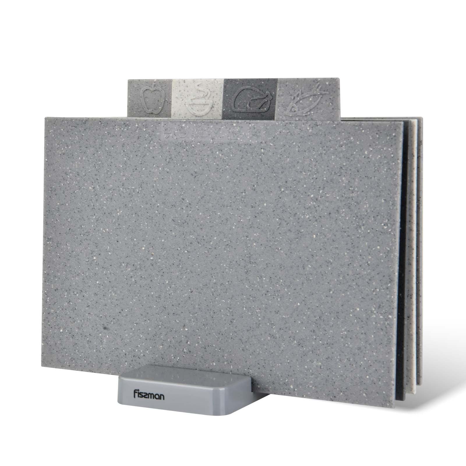 RenFan multifunctional kitchen cutting board with knife and food prep items on a countertop.