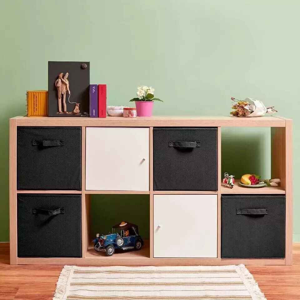 4 Pack Foldable Storage Box Foldable Canvas Drawer Organizer Fabric Cube