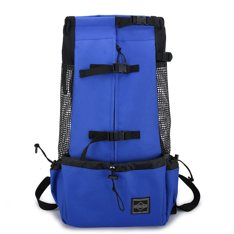 Aiqi pet dog carrier backpack with double shoulder straps, portable outdoor travel bag for small dogs, made of durable pet用品 material.
