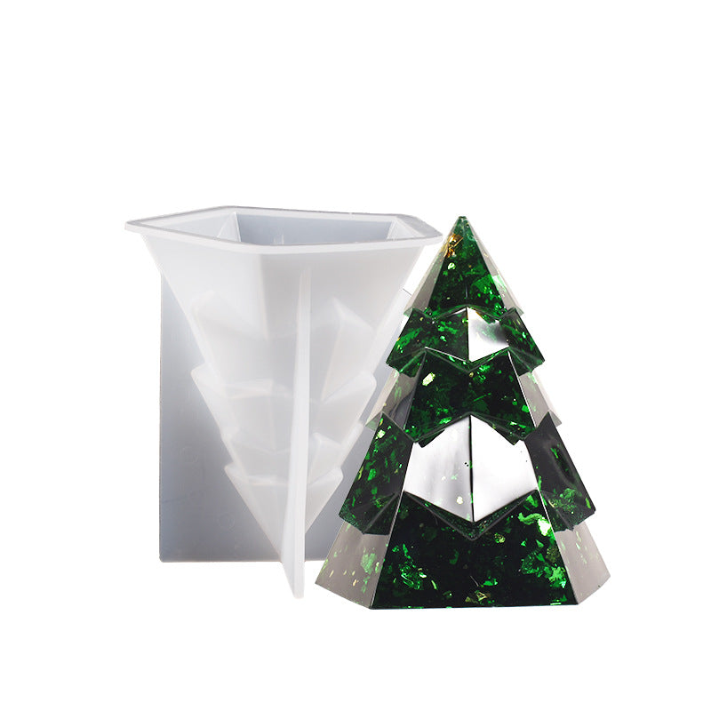 Silicone mold for Christmas tree aromatherapy candle cake decorations, featuring festive ornament shapes by RenFan.