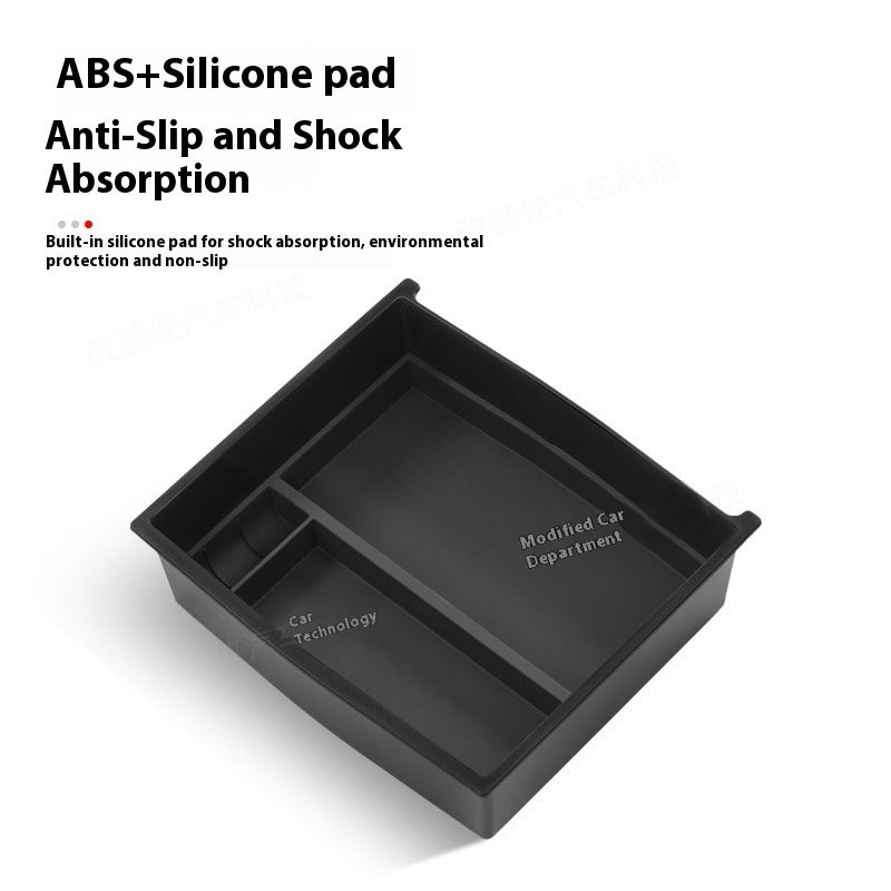 RenFan central control storage armrest box with privacy compartment inside, designed for vehicle interior organization.