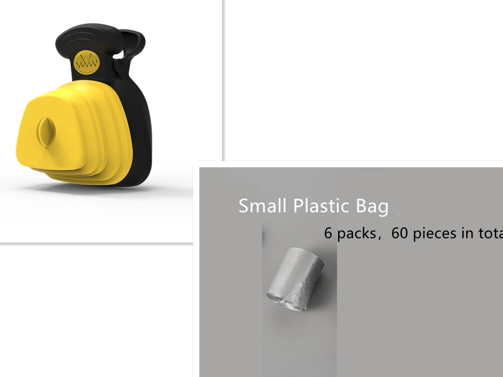 RenFan pet dog poop bag dispenser with foldable poop spoon and travel design, compact and portable for easy pet waste cleanup.