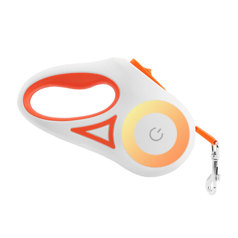 Aiqi retractable dog leash with handle and collar for small to medium dogs, featuring a spotlight and automatic traction rope.