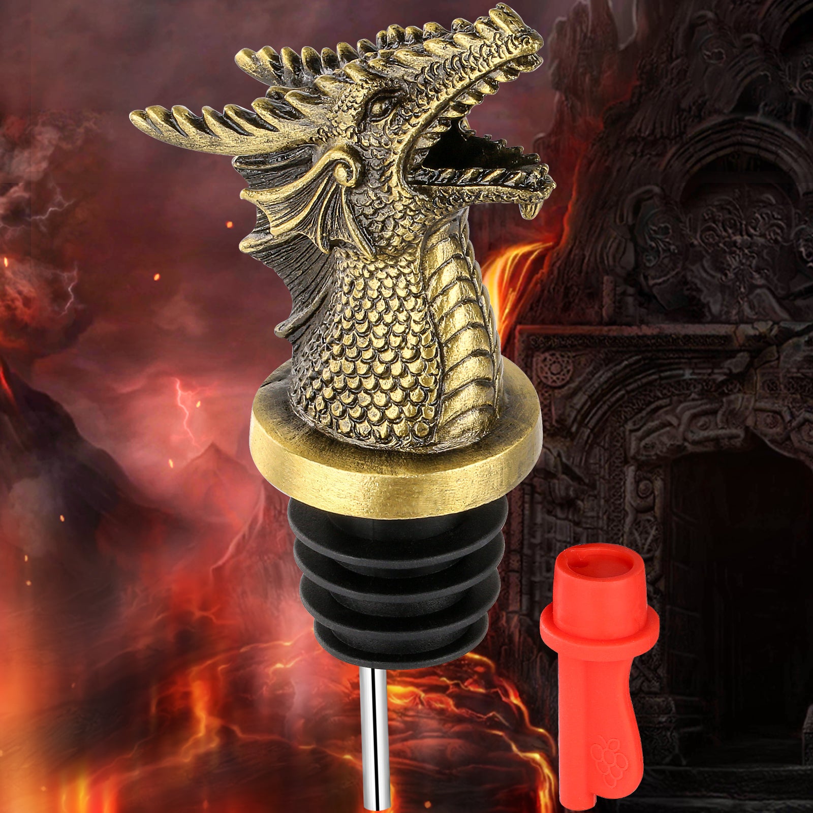 Aiqi dual function faucet dispenser and wine stopper for cocktails and whiskey bottles, kitchen accessory for convenient pouring.