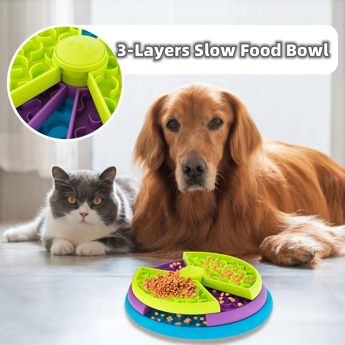 Rotating Puzzle Slow-Feed Bowl