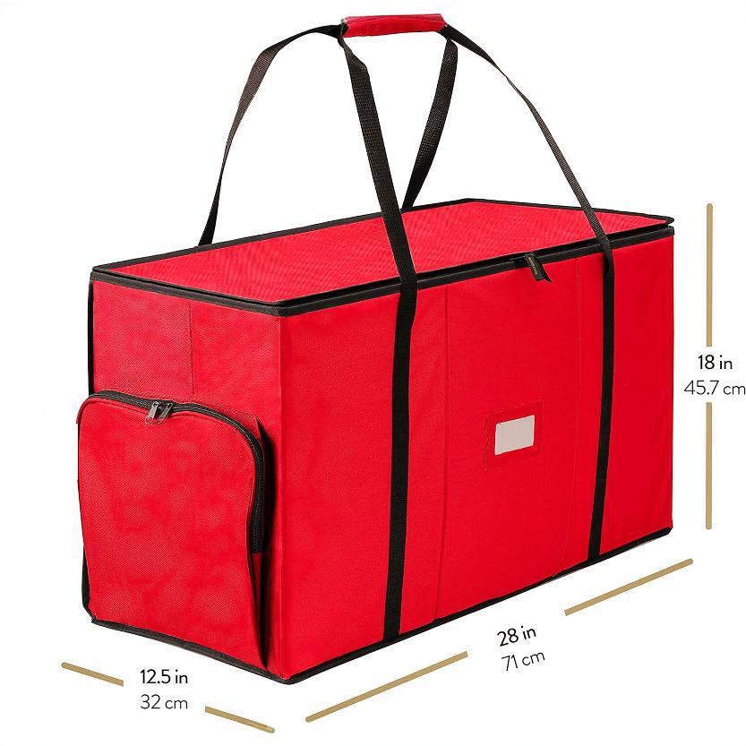 RenFan Christmas ball toy foldable storage box for home use, soft fabric container with festive holiday design and secure closure.