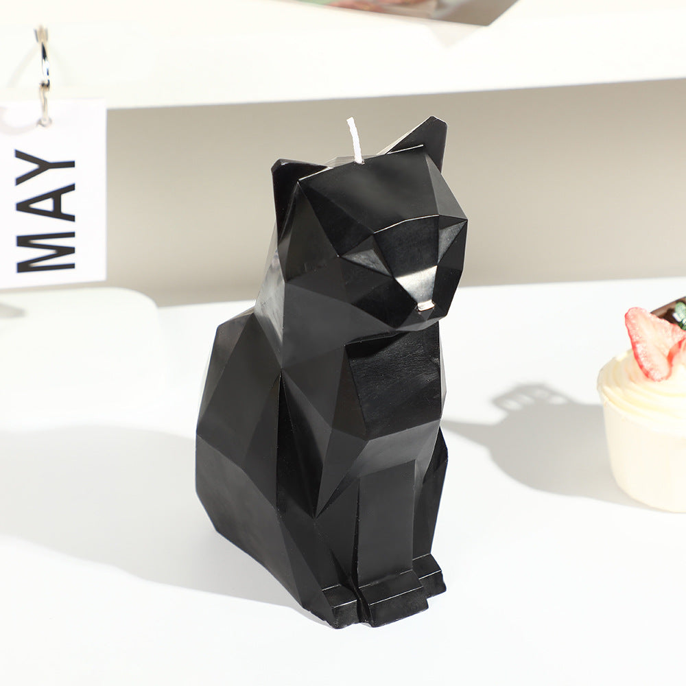 Egyptian black cat aromatherapy candle by RenFan, creative animal-shaped decor with mystical black cat design for home ambiance.