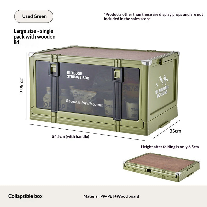 Aiqi outdoor camping trunk storage box in a car trunk, versatile home storage container with sturdy design and spacious interior.
