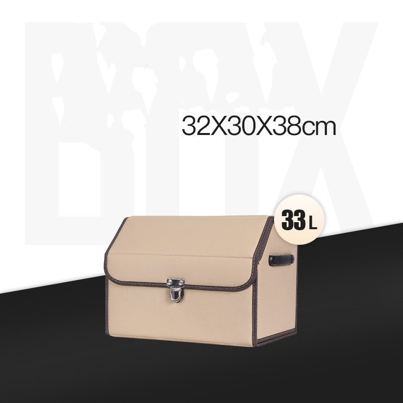 Foldable RenFan trunk storage box in car trunk, showing customizable design and spacious organization for vehicle storage needs.