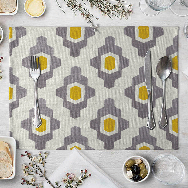 Aiqi geometric pattern dining table placemat for kitchen use, showcasing a stylish design on a smooth surface.