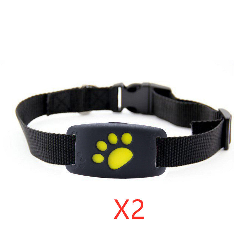 RenFan GPS pet tracker attached to a dog collar, showing a compact design for pet location tracking and safety.