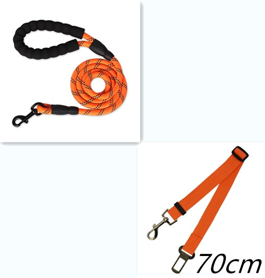 Reflective nylon dog leash by Aiqi, suitable for small to large dogs, featuring a sturdy rope design for walking and training.