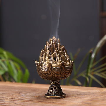 Antique-style alloy aromatherapy stove for tea ceremony, decorative 香薰 ornament with intricate design, by RenFan.