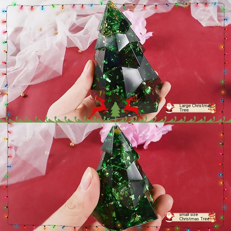 Silicone mold for Christmas tree aromatherapy candle cake with decorative ornaments, used to create scented candles by RenFan.