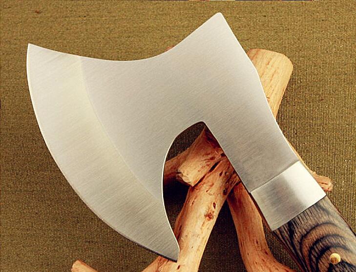 RenFan stainless steel chopping axe for meat and bones, kitchen tool with a sturdy handle and sharp blade for heavy-duty cuts.