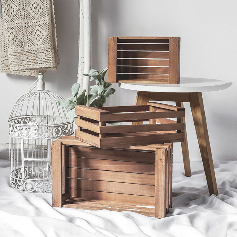 Wooden storage box by RenFan, traditional household sundries basket for organizing small items at home.