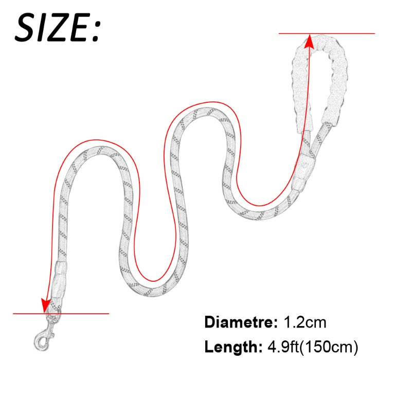 Reflective nylon dog leash by Aiqi, durable rope leash suitable for small to large dogs for walking and training.