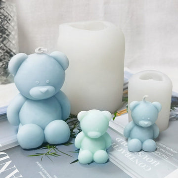 Aiyi Bear Aromatherapy Candle DIY silicone mold for handmade scented candle ornaments, flexible and durable for crafting.