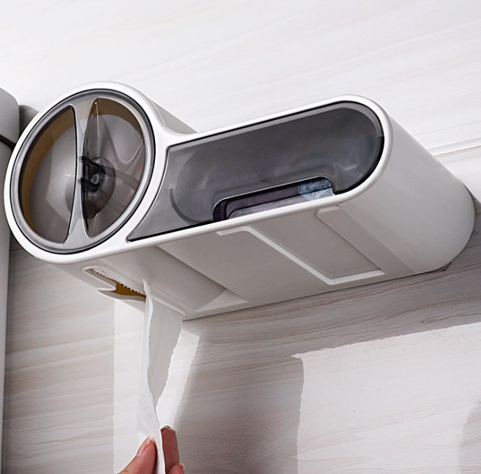 RenFan bathroom toilet paper roll holder mounted on wall, sleek bathroom accessory for convenient toilet paper storage