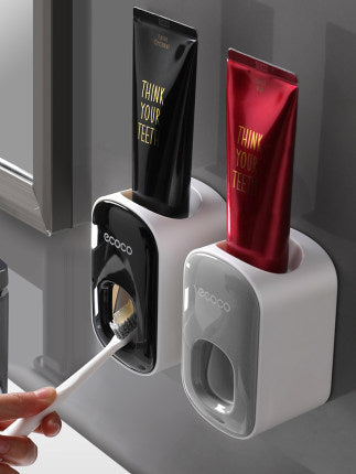 Wall-mounted automatic toothpaste holder and bathroom accessories dispenser by RenFan, sleek and functional bathroom storage set.