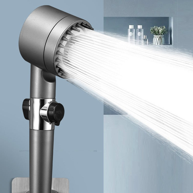Aiqi Third Gear adjustable supercharged shower head with flexible hose for household bathroom use, showing water spray and sleek design.