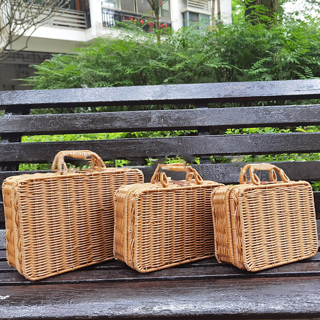 Rattan cosmetic storage box by RenFan, home use storage box with a natural woven design for organizing beauty essentials.