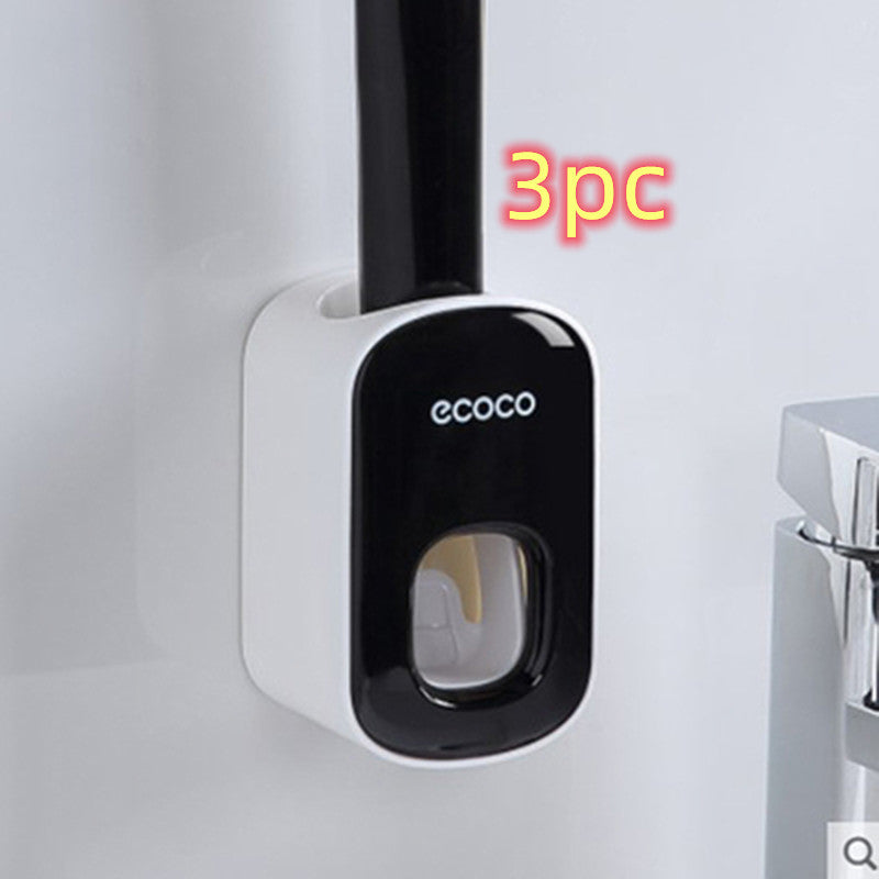 RenFan wall-mounted automatic toothpaste holder and bathroom accessories set with dispenser, designed for convenient bathroom organization.