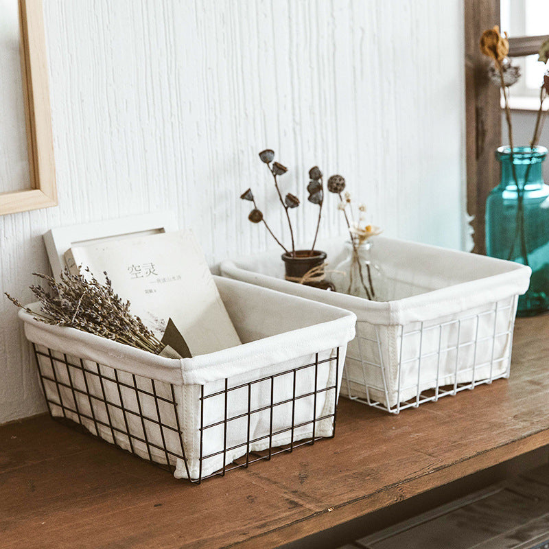 RenFan iron storage basket for desktop organization, featuring a sturdy metal design for holding office supplies and household items.
