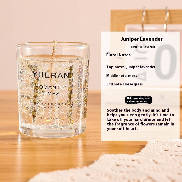 Aiqi real flower jelly aromatherapy candle with essential oil ornaments, featuring delicate floral designs and calming aroma.