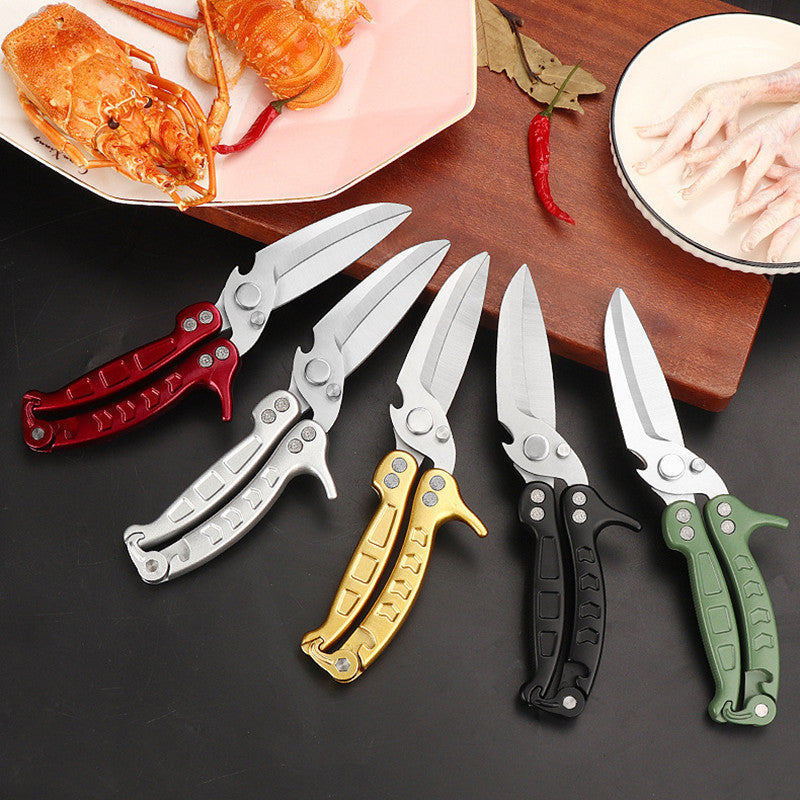 Aiqi stainless steel SK5 multifunctional kitchen scissors with ergonomic handles, suitable for home kitchen cutting tasks.